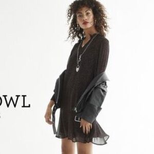 Cabi prowl dress with long sleeve ruffle 4055